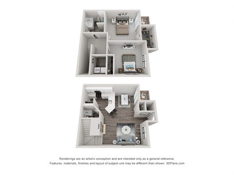 Floor plan for 2 beds, 1.5 baths, 1072 sqft